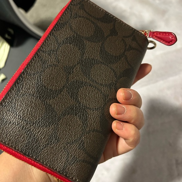 Coach Brown and Red Leather Wallet - Picture 6 of 8